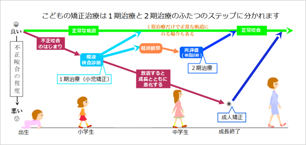 子供の矯正治療のステップ